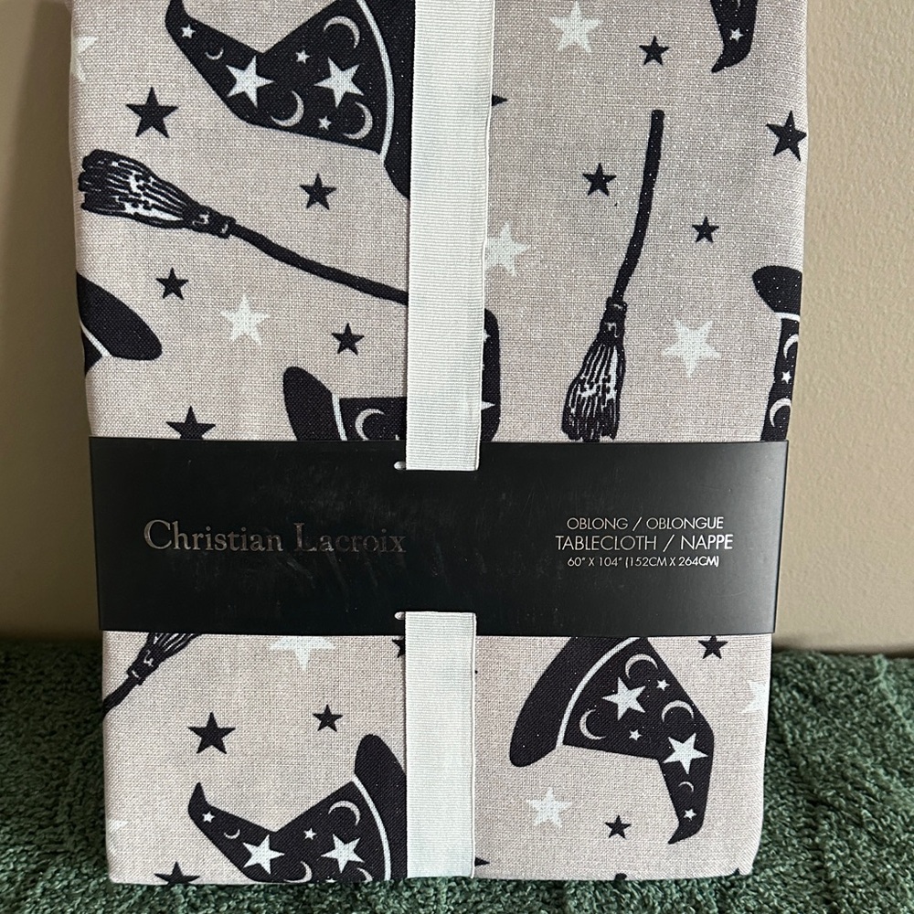 Christian Lacroix Halloween Tablecloth Witch 🧙 Hat Broom 60x104 NEW!